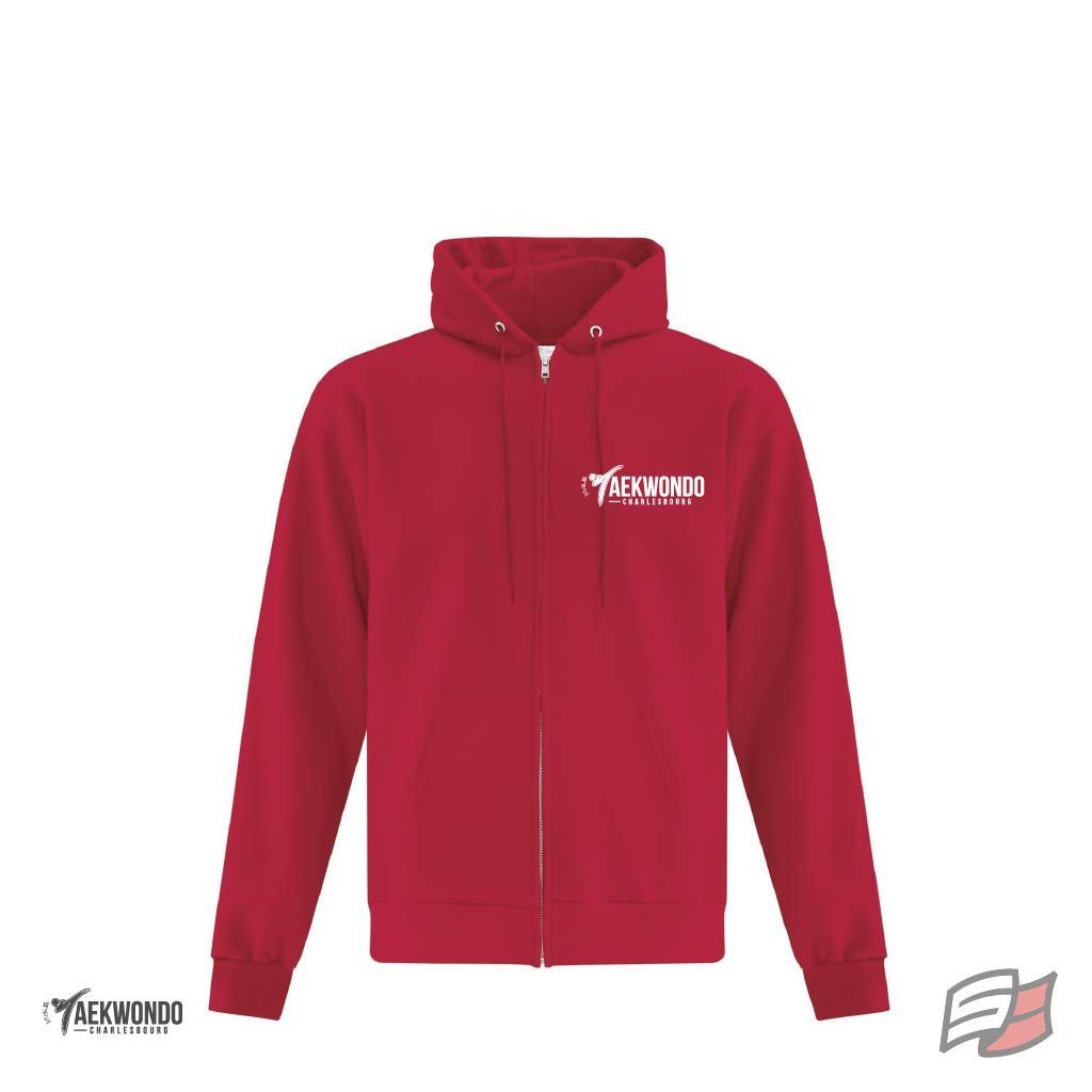 GILET À CAPUCHON AVEC ZIP ROUGE