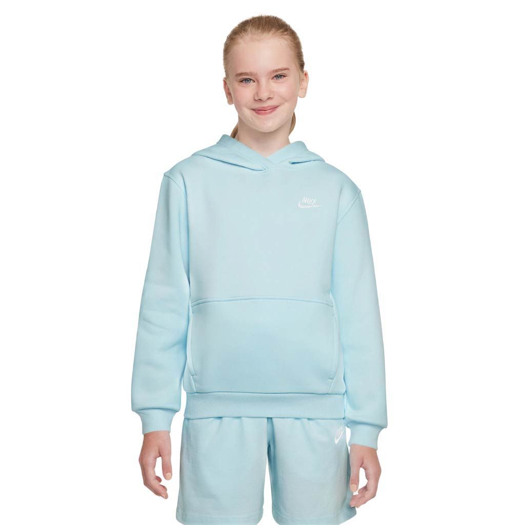 nike club hoodie light blue
