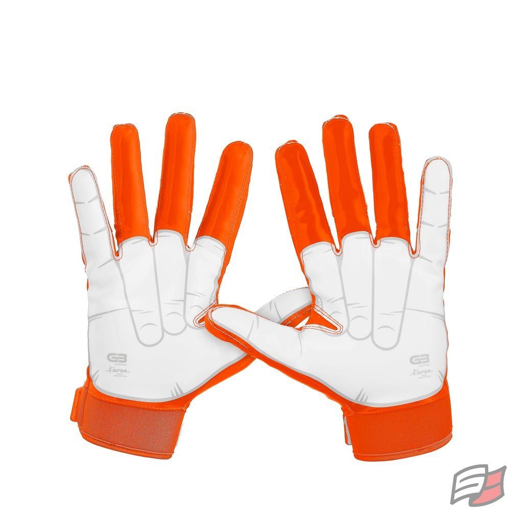 Orange and white football gloves sales