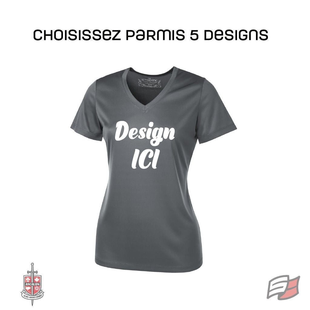 Gilet dryfit m/c col en v femme charbon