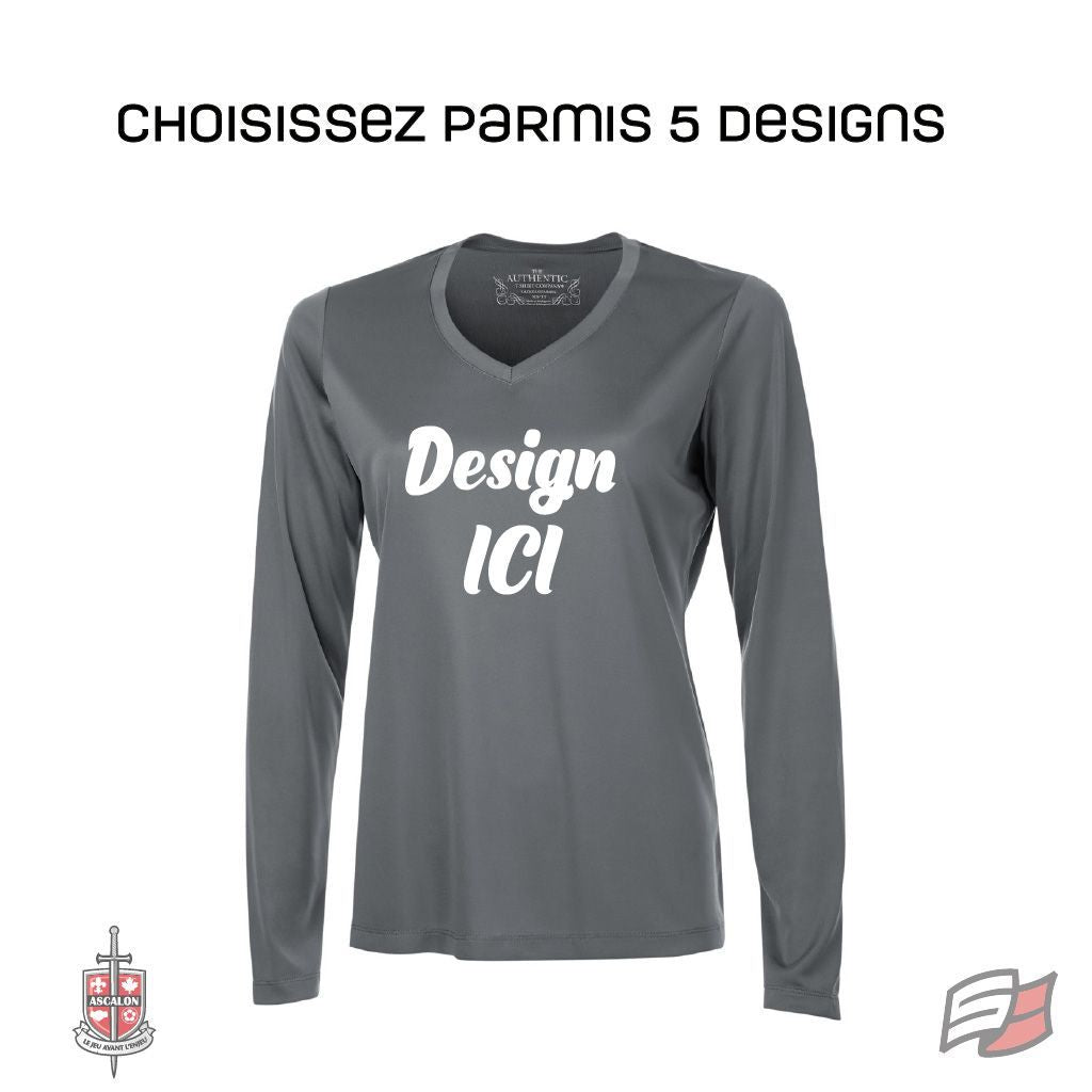 Gilet dryfit m/l col en v femme charbon