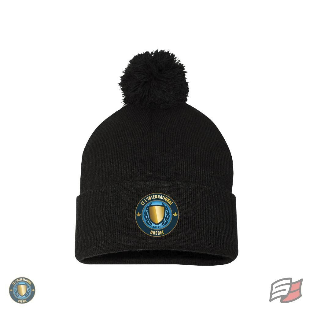 Tuque à pompon avec rebord