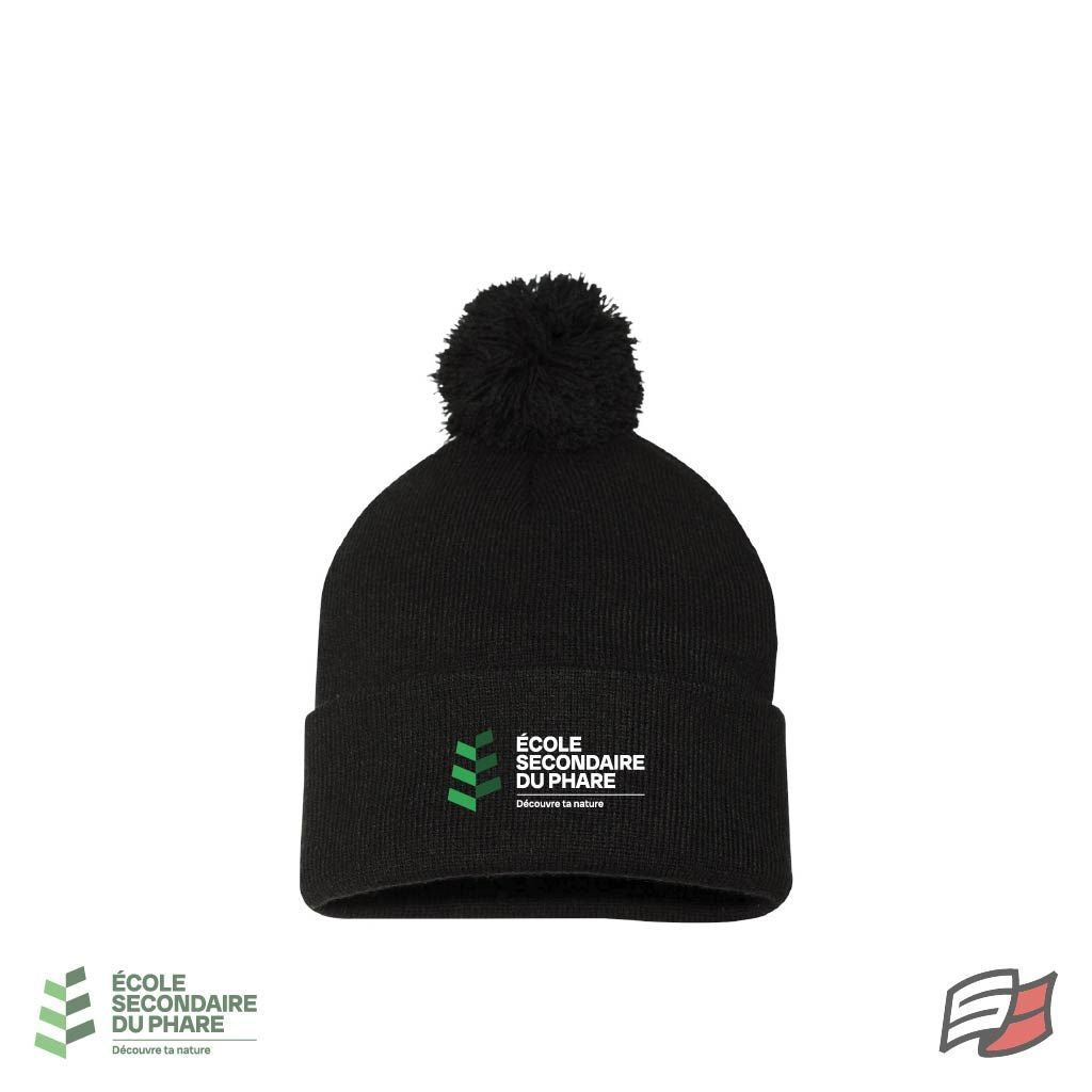 Tuque à rebord avec pompon